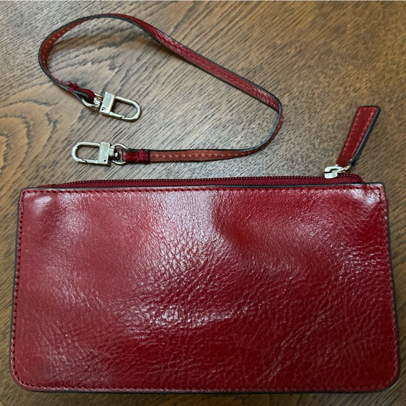 Genuine Leather mini wallet/clutch/w detachable strap and attached mirror. 4x7.5 - Picture 2 of 5